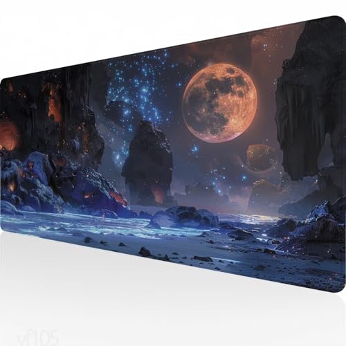 Mauspad XXL 800x300x3mm,Gaming Mauspad Blau Mousepad Groß,Schreibtisch Unterlage Sternenhimmel Motiv,WassXerdicht Desk Mat,Mouse Pad mit Vernähte Kanten,Verbessert Präzision und Geschwindigkeit YF-105 von Yeefion