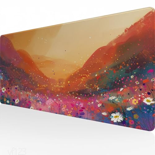 Mauspad XXL 800x300x3mm,Gaming Mauspad orange Farbe Mousepad Groß,Schreibtisch Unterlage Gelb Motiv,WassXerdicht Desk Mat,Mouse Pad mit Vernähte Kanten,Verbessert Präzision und Geschwindigkeit YF-123 von Yeefion