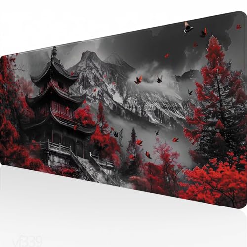 Mauspad XXL 800x400x3mm,Gaming Mauspad grau Mousepad Groß,Schreibtisch Unterlage Berg Motiv,WassXerdicht Desk Mat,Mouse Pad mit Vernähte Kanten,Verbessert Präzision und Geschwindigkeit,Geschenk YF-339 von Yeefion