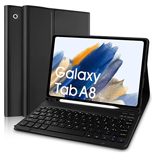 Hülle mit Tastatur für Samsung Galaxy Tab A8, Italiano QWERTY Tastatur Bluetooth, Tastatur mit Stifthalter für Samsung Galaxy Tab A8 10,5'' 2022 SM-X200/X205/X207 von Yeegnar