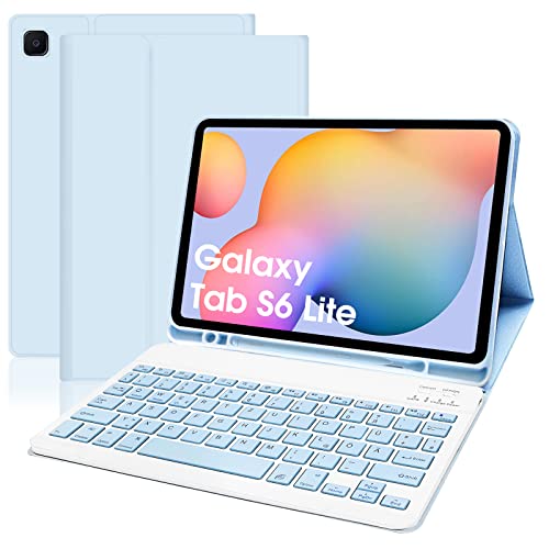 Samsung Galaxy Tab S6 Lite Tastatur mit Hülle, QWERTZ Deutsches Layout Bluetooth Tastatur Hülle für Samsung Galaxy Tab S6 Lite 10,4 Zoll 2022(SM-P613,P619) & 2020(SM-P610,P615) (Stift nicht enthalten) von Yeegnar