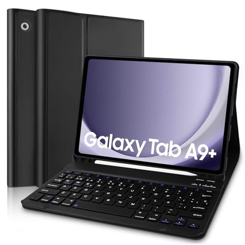 Yeegnar Schutzhülle für Samsung Galaxy Tab A9+, Schutzhülle mit Bluetooth-Tastatur für Samsung Galaxy Tab A9+ 11 Zoll 2023 (SM-X210/X215/X216) (Stifte nicht im Lieferumfang enthalten) von Yeegnar