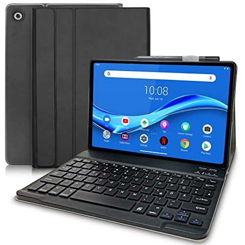 Yeegnar Tastatur Hülle für Lenovo Tab M10 FHD Plus 10.3 Zoll X606F/X606X 2020 Schutzhülle mit QWERTZ Abnehmbarem Drahtlosem Bluetooth Tastatur Schwarz von Yeegnar
