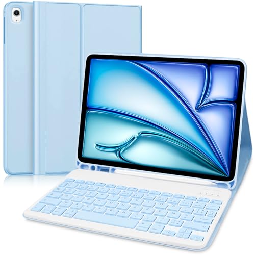 Yeegnar Tastatur für iPad Air 11 Zoll 2024 M2 & 2025 M3, AZERTY, Französische Tastatur mit Schutzhülle für iPad Air 11 Zoll (Modell: A2902/ A2903/ A3266/ A3267) & Air 5th/ 4th (iPencil nicht im von Yeegnar