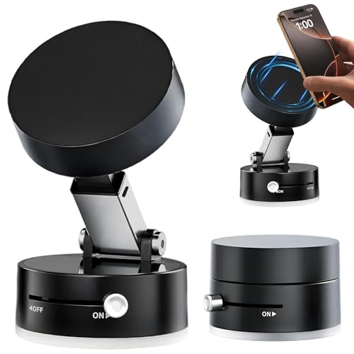 Yeelan Handyhalterung Auto Magnet, Faltbarer Tragbarer Vakuum-Magnet-Handyhalter, Universal Magnetische Handyhalter Auto, Saugnapf Handyhalterung für alle Smartphones (Schwarz) von Yeelan