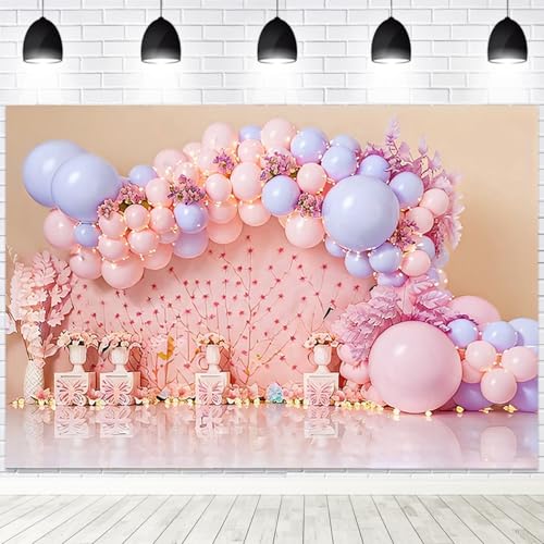 Yeele Hintergrund mit rosa Luftballonbögen, 2,1 x 1,5 m, Motiv: Frühlingsblumen, Bäume, Vinyl-Hintergrund für Fotografie, elegante Hochzeitszeremonie, süßes Mädchen, 1. Geburtstag, Babyparty Yeele Hintergrund mit rosa Luftballonbögen, 2,1 x 1,5 m, Motiv: Frühlingsblumen, Bäume, Vinyl-Hintergrund für Fotografie, elegante Hochzeitszeremonie, süßes Mädchen, 1. Geburtstag, Babyparty von Yeele