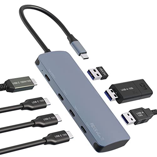 7 in 1 USB C Hub Docking Station mit 100W PD, USB-C/A 3.2 Gen2 10Gbps, USB C Dock Multiport Adapter für iPhone 15, MacBook Pro/Air, iPad Pro, Surface, XPS, Thinkpad, Galaxy, und mehr von Yeemie Pro