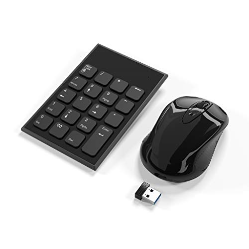 Yeemie Pro Kabellose Nummernblock und Maus Kombination, 2.4G tragbarer, ultraflacher USB-Ziffernblock und Maus für Laptop Desktop PC und Notebook– nur EIN USB Empfänger von Yeemie Pro