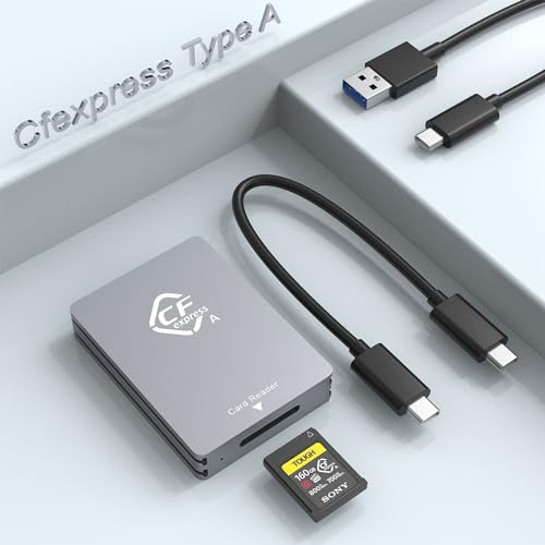 CFexpress Typ-A-Kartenleser,USB 3.2 Gen 2 10 Gbit/s SuperSpeed CFexpress Type A Card Reader,tragbares Sony CFexpress Typ-A-Lesegerät aus Aluminium mit USB-C-auf-USB-C/USB-A-Kabel von Yeemie