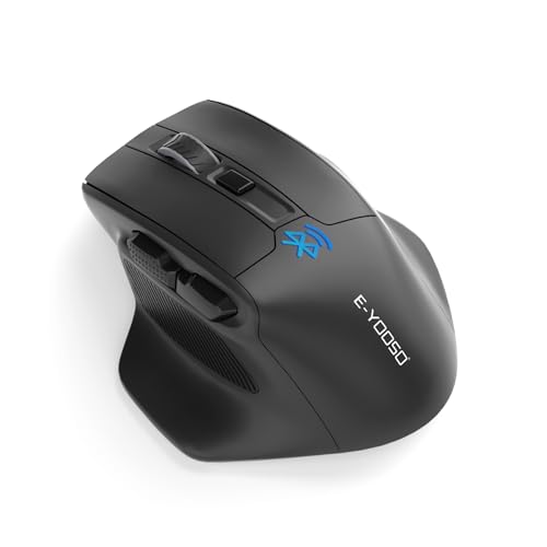 Yeemie Bluetooth-Maus Große Maus für große Hände, Wireless Mouse Kabellos mit Tri-Mode (Bluetooth 5.0/4.0+2.4G), 4800 DPI Große Maus für PC, Mac, Laptop, Schwarz von Yeemie