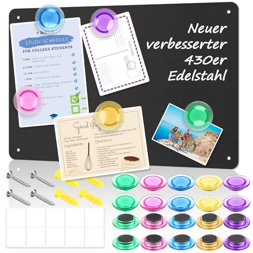 Yegookay 430 Magnetplatte 42x30cm Stark Magnettafel Magnetmatte Magnetisches Whiteboard Magnetischer Magnetwand Klassisch und Vielseitig Kratzfester Edelstahl Einfache Montage (Mattschwarz) von Yegookay