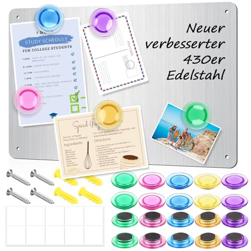 Yegookay 430 Magnettafel 42x30cm A3 Stark Multifunktional Magnetplatte Moderner Magnetmatte Magnetisches Whiteboard Magnetischer Magnet Wand Kratzfester Edelstahl Einfache Montage (Silber) von Yegookay