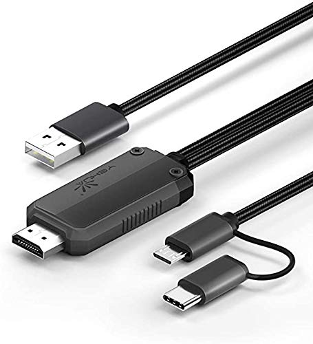 Yehua Micro USB zu HDMI Adapter, 2 in 1 USB C zu HDMI Kabel 1080P MHL zu HDMI Adapter für Alle Android Telefone/Tablets/Typ C iPad zu TV/Projektor/Monitor(6.6ft) von Yehua