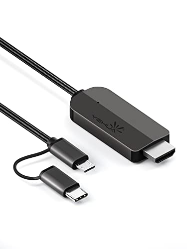 YEHUA USB C auf HDMI Kabel, 2 in 1 Micro USB auf HDMI Kabel, 1080P MHL HDMI Adapter Kompatibel mit Sansung/Huawei/Xiaomi Android Smartphone zu HDTV (2M) von Yehua