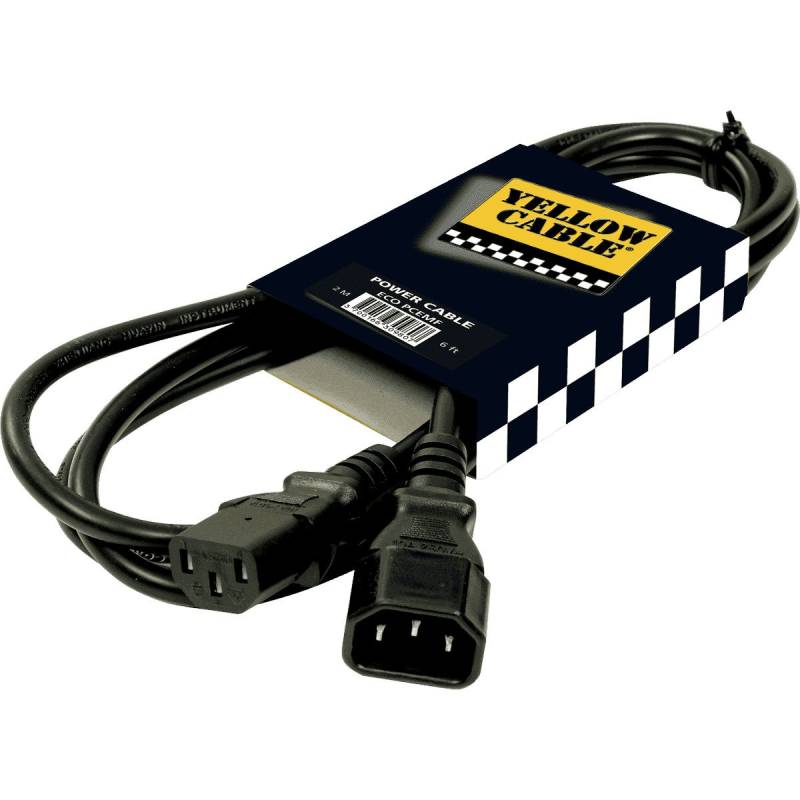 Yellow Cable PCEMF Male IEC C14 to Female IEC C13 Power Cable, 2m von Yellow Cable