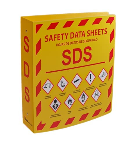 Yellow Safety (YS), 1 Packung, SDS-Ordner – 2024-Anforderungen, strapazierfähig, 7,6 cm, 3-Ring-Sicherheitsdatenblatt, SDS-Binder von Yellow Safety