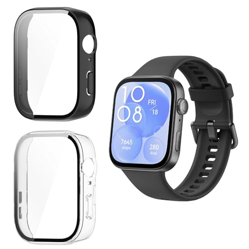 Yenwen Hülle für Huawei Watch Fit 3 Case, 2 Stück Anti Kratz Anti Staub PC Schutzhülle mit Schutzfolie, Ultra Slim HD Clear Case - Transparent & Schwarz Yenwen Hülle für Huawei Watch Fit 3 Case, 2 Stück Anti Kratz Anti Staub PC Schutzhülle mit Schutzfolie, Ultra Slim HD Clear Case - Transparent & Schwarz von Yenwen