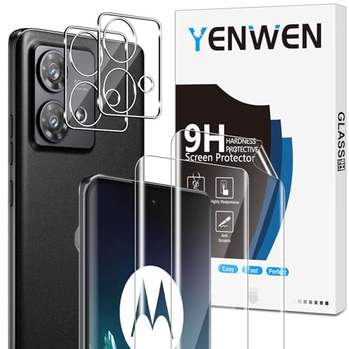 Yenwen Schutzfolie Kompatibel mit Motorola Moto Edge 40 Neo, 2 Stück Weich TPU Folie + 2 Stück Kamera Displayschutzfolie - Blasenfre Anti-Kratzer HD Klar Folie von Yenwen
