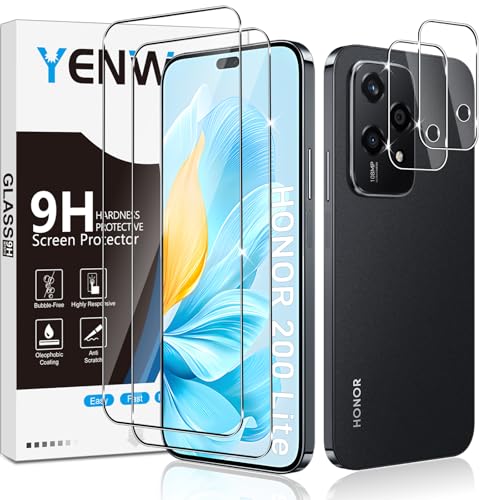 Yenwen Schutzfolie für Honor 200 Lite für Panzerglas, 2 Stück Panzerfolie 9H Härte Schutzglas Anti-Kratzer Glas Handy Folie HD Klar Displayschutz von Yenwen