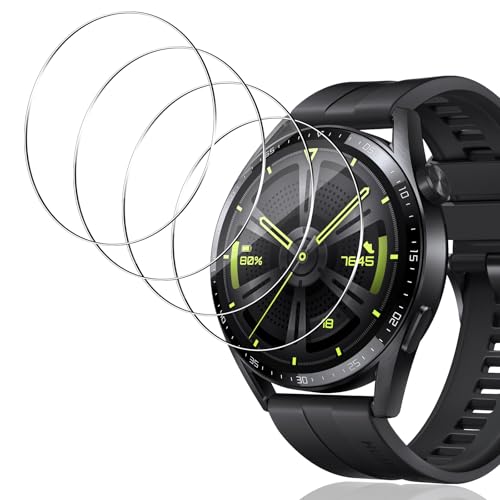 Yenwen Schutzfolie für Huawei Watch GT 3 (46MM) für Panzerglas, 4 Stück Wasserdichtes Glas Folie, Anti-Scratch Displayschutzfolie, Ultradünne Blasenfreie Displayschutz für Huawei Watch GT3 46mm von Yenwen