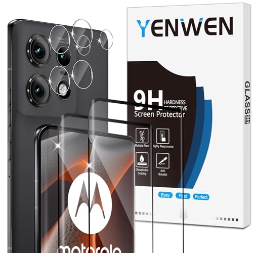 Yenwen Schutzfolie für Motorola Moto Edge 50 Pro für Panzerglas, 2 Stück Panzerfolie mit 2 Stück Kameraschutz, 9H Härte Schutzglas Anti-Kratzer Glas Handy Folie HD Klar Displayschutz von Yenwen