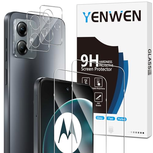Yenwen Schutzfolie für Motorola Moto G14 für Panzerglas, 2 Stück Panzerfolie mit 2 Stück Kameraschutz Glas, 9H Härte Schutzglas Anti- Kratzer Handy Folie HD Klar Displayschutz von Yenwen