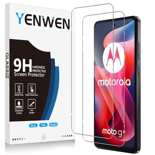 Yenwen Schutzfolie für Motorola Moto G24 für Panzerglas, 2 Stück Panzerfolie 9H Härte Schutzglas Anti-Kratzer Glas Handy Folie HD Klar Displayschutz von Yenwen