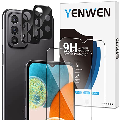 Yenwen Schutzfolie für Panzerglas für Samsung Galaxy A23 4G / 5G, 2 Stück Panzerfolie mit 2 Stück Kameraschutz, 9H Härte Glas Folie Anti- Kratzer Schutzglas Anti-Blasenfrei Displayschutz von Yenwen