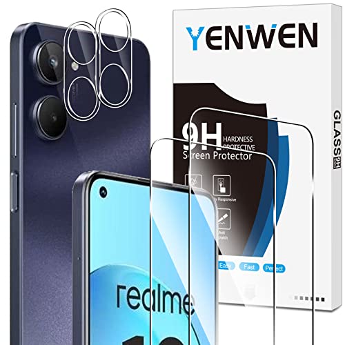 Yenwen Schutzfolie für Realme 10 4G für Panzerglas, 2 Stück Glasfolie mit 2 Stück Kamera schutz, 9H Härte Panzerfolie Anti- Kratzer Schutzglas HD Klar Folie von Yenwen