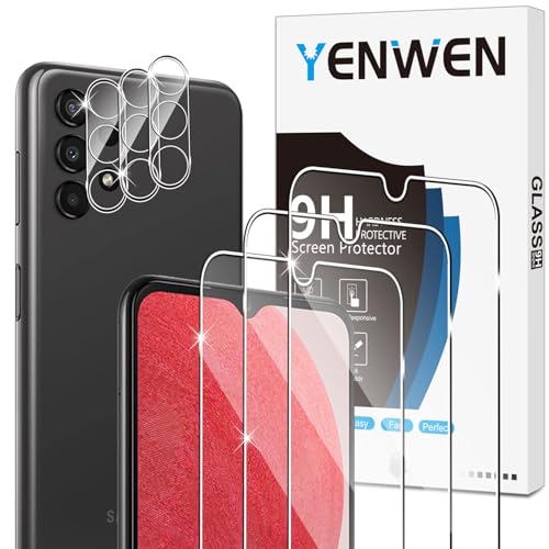 Yenwen Schutzfolie für Samsung Galaxy A13 4G / 5G Panzer Schutz Glas, 3 Stück Panzerfolie mit 3 Stück Kameraschutz, 9H Härte Panzer Schutzglas HD Klar Handy Folie Anti- Kratzer Handyschutz von Yenwen