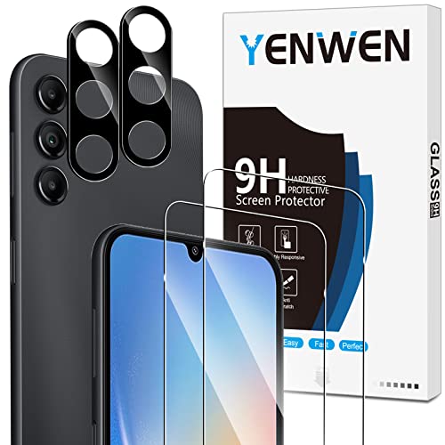 Yenwen Schutzfolie für Samsung Galaxy A34 5G für Panzerglas, 2 Stück Panzerfolie mit 2 Stück Kameraschutz, 9H Härte Schutzglas Anti- Kratzer Handy Folie HD Klar Displayschutz von Yenwen