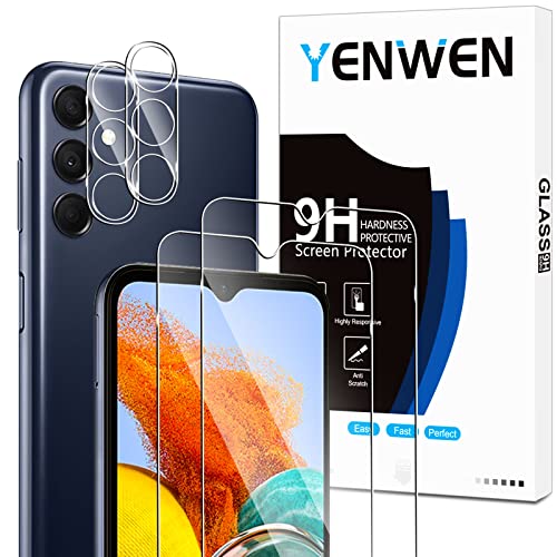 Yenwen Schutzfolie für Samsung Galaxy M14 für Panzerglas, 2 Stück Panzerfolie mit 2 Stück Kameraschutz, 9H Härte Schutzglas Anti-Kratzer Handy Folie HD Klar Displayschutz von Yenwen