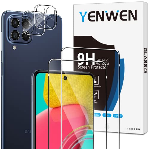 Yenwen Schutzfolie für Samsung Galaxy M53 5G für Panzerglas, 2 Stück Panzerfolie mit 2 Stück Kameraschutz, 9H Härte Schutzglas Anti- Kratzer Handy Folie HD Klar Displayschutz von Yenwen
