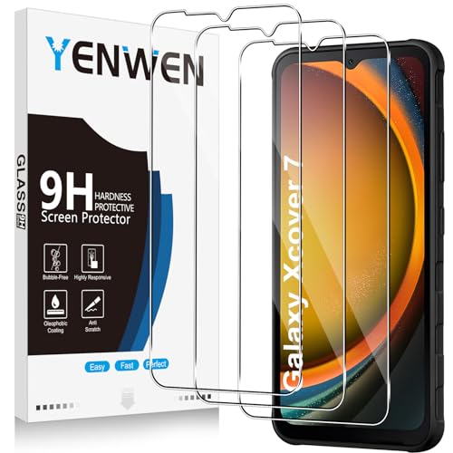 Yenwen Schutzfolie für Samsung Galaxy XCover 7 für Panzerglas, 9H Härte Glas Folie, Anti- Kratzer Schutzglas, Anti-Blasenfrei Displayschutzfolie für Galaxy Xcover7-3 Stück von Yenwen