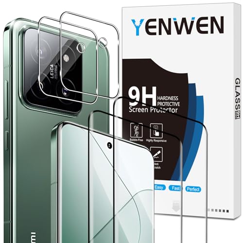 Yenwen Schutzfolie für Xiaomi 14 Pro für Panzerglas, 2 Stück Panzerfolie mit 2 Stück Kameraschutz, 9H Härte Schutzglas Anti- Kratzer Handy Folie HD Klar Displayschutz von Yenwen