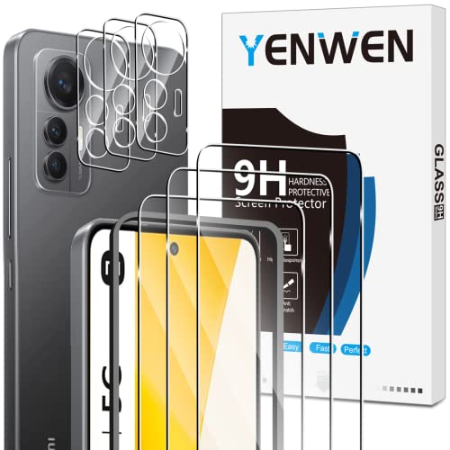 Yenwen Schutzfolie für Xiaomi Mi 12 Lite 5G für Panzerglas, 3 Stück Panzerfolie mit 3 Stück Kameraschutz, 9H Härte Schutzglas Anti- Kratzer Handy Folie HD Klar Displayschutz von Yenwen