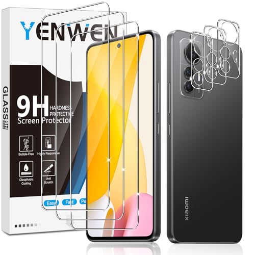 Yenwen Schutzfolie für Xiaomi Mi 12 Lite 5G für Panzerglas, 3 Stück Panzerfolie mit 3 Stück Kameraschutz, 9H Härte Schutzglas Anti- Kratzer Handy Folie HD Klar Displayschutz von Yenwen