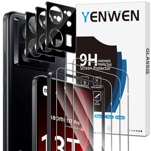 Yenwen Schutzfolie für Xiaomi Mi 13T / 13T Pro für Panzerglas, 3 Stück Panzerfolie mit 3 Stück Kameraschutz Glas, 9H Härte Schutzglas Anti-Kratzer Folie Handy HD Klar Displayschutz von Yenwen