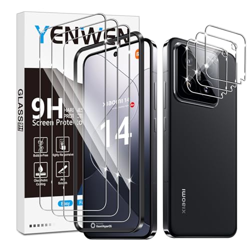 Yenwen Schutzfolie für Xiaomi Mi 14 für Panzerglas, 2 Stück Panzerfolie mit 2 Stück Kameraschutz, 9H Härte Schutzglas Anti- Kratzer Handy Folie HD Klar Displayschutz von Yenwen