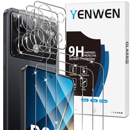 Yenwen Schutzfolie für Xiaomi Mi POCO X6 5G für Panzerglas, 3 Stück Panzerfolie mit 3 Stück Kameraschutz Glas, 9H Härte Schutzglas Anti-Kratzer Folie Handy HD Klar Displayschutz von Yenwen