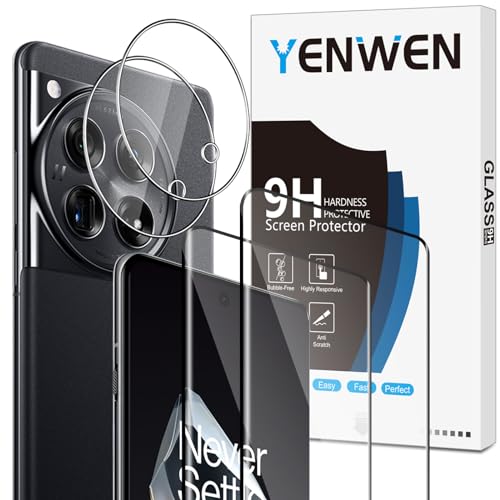 Yenwen Schutzfolie für Xiaomi Oneplus 12 für Panzerglas, 2 Stück 3D Panzerfolie mit 2 Stück Kameraschutz, 9H Härte Schutzglas Anti- Kratzer Handy Folie HD Klar Displayschutz von Yenwen