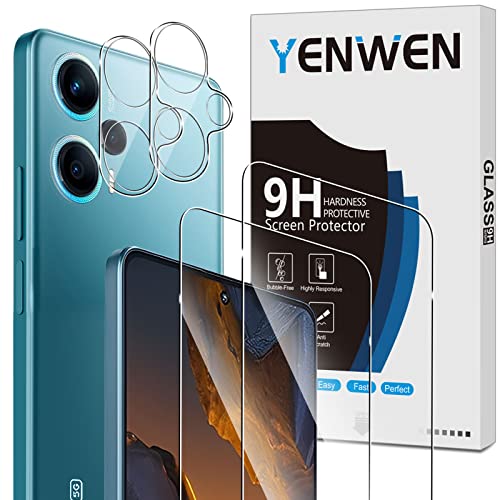 Yenwen Schutzfolie für Xiaomi POCO F5 5G für Panzerglas, 2 Stück Panzerfolie mit 2 Stück Kameraschutz, 9H Härte Schutzglas Anti- Kratzer Handy Folie HD Klar Displayschutz von Yenwen