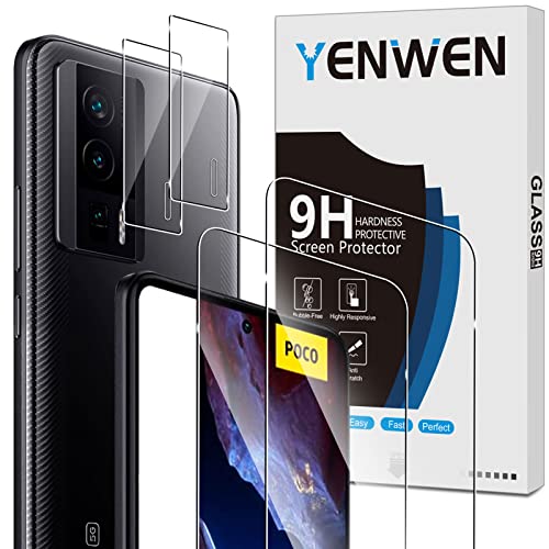 Yenwen Schutzfolie für Xiaomi POCO F5 Pro 5G für Panzerglas,2 Stück Panzerfolie mit 2 Stück Kameraschutz, 9H Härte Schutzglas Anti- Kratzer Handy Folie HD Klar Displayschutz von Yenwen
