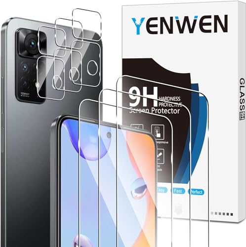 Yenwen Schutzfolie für Xiaomi Redmi Note 11 Pro 5G / 4G Panzer Schutz Glas, 3 Stück Panzerfolie mit 3 Stück Kameraschutz, 9H Härte Schutzglas Anti- Kratzer Handy Glas Folie HD Klar Displayfolie von Yenwen