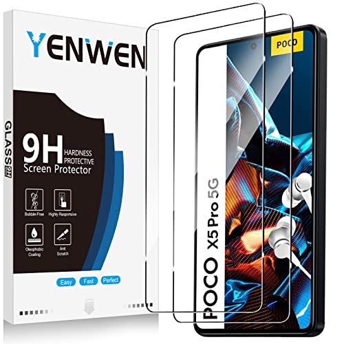 Yenwen Schutzfolie für Xiaomi Redmi Note 12 Pro 5G / Note 12 Pro Plus 5G / Poco X5 Pro 5G für Panzerglas, 9H Härte Panzerfolie, Anti-Kratzer Schutzglas, HD Displayschutz Folie - 2 Stück von Yenwen