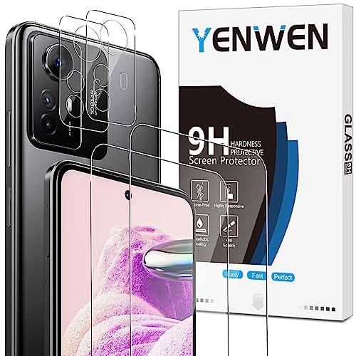 Yenwen Schutzfolie für Xiaomi Redmi Note 12S für Panzerglas, 2 Stück Panzerfolie mit 2 Stück Kameraschutz, 9H Härte Schutzglas Anti- Kratzer Handy Folie HD Klar Displayschutz von Yenwen