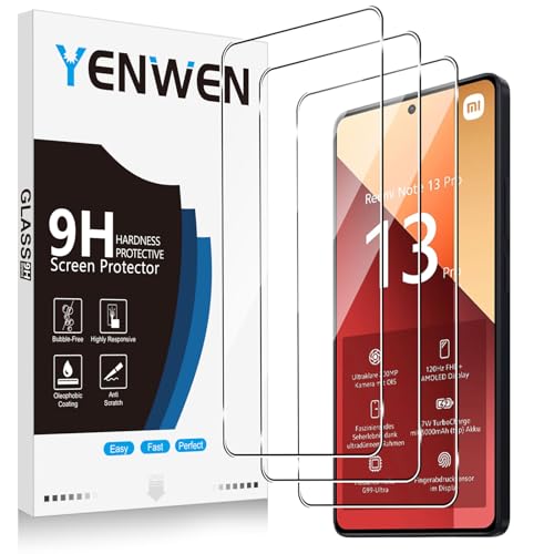 Yenwen Schutzfolie für Xiaomi Redmi Note 13 Pro 4G / Xiaomi Poco M6 Pro 4G für Panzerglas, 3 Stück Panzerfolie 9H Härte Schutzglas Anti-Kratzer Glas Handy Folie HD Klar Displayschutz von Yenwen
