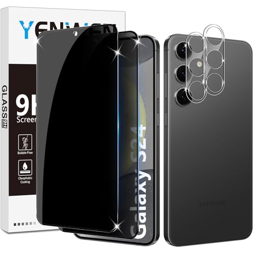 Yenwen Sichtschutzfolie für Samsung Galaxy S24 5G für Panzerglas, 2 Stück Sichtschutz und 2 Stück Kameraschutz, 9H Härte Privacy Folie Anti Spy Blickschutzfolie von Yenwen