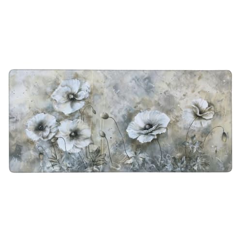 1200 x 600 x 3mm XXL Mauspad Retro Blume Gaming Mauspad mit rutschfest Gummibasis, Verlängertes Schreibtischauflage Wasserdicht Großes Mauspad, PC Gaming Zubehör für Home Zimmer Deko, Gifts für Mann von Yeogcohe