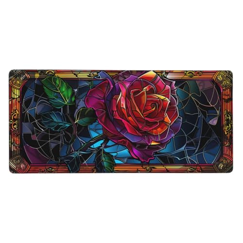 900 x 400 x 3mm XXL Mauspad Retro Rose Gaming Mauspad mit rutschfest Gummibasis, Verlängertes Schreibtischauflage Wasserdicht Großes Mauspad, PC Gaming Zubehör für Home Zimmer Deko, Gifts für Mann von Yeogcohe
